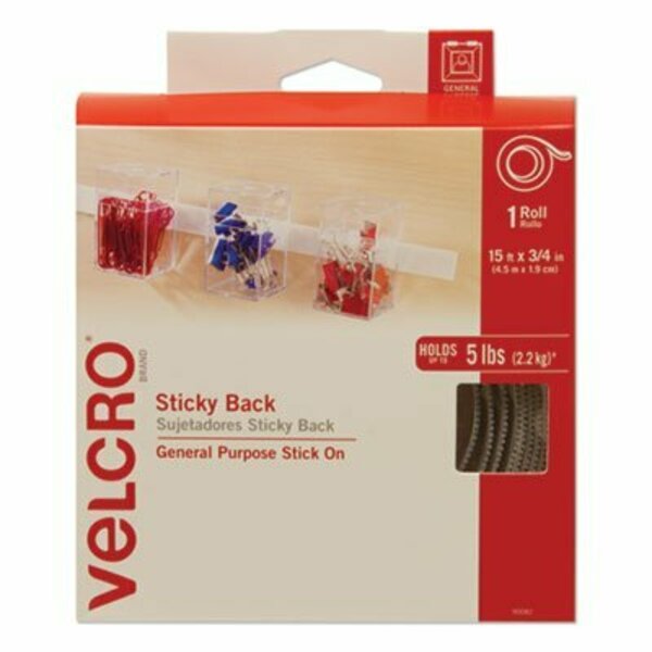 Velcro Brand Velcro, STICKY-BACK FASTENERS WITH DISPENSER, REMOVABLE ADHESIVE, 0.75in X 15 FT, WHITE 90082
